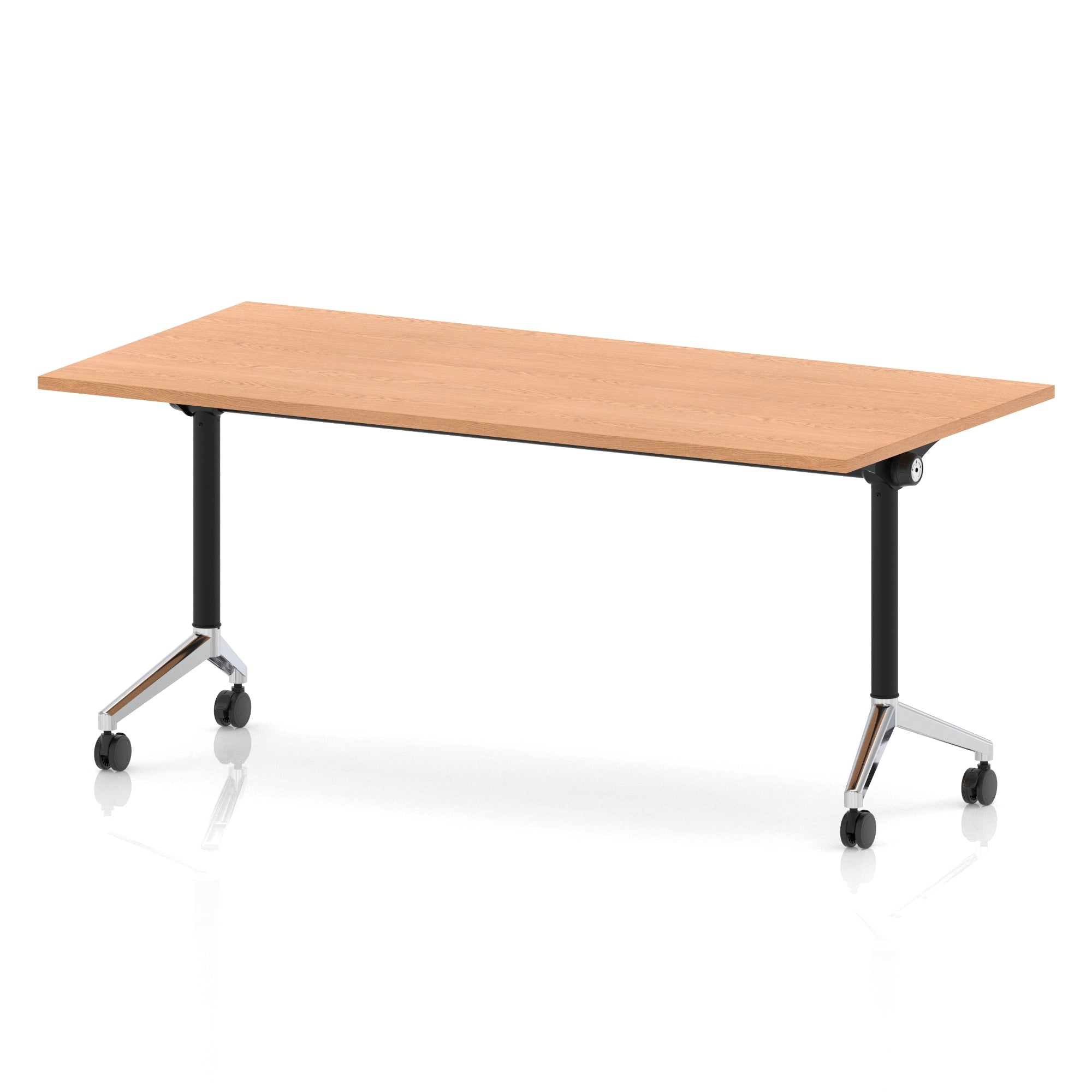 Impulse Plus Flip Top Rectangular Table for Office – 1200-1800mm Width, Multiple Top Colours & Foot Finishes, Durable MFC, Self-Assembly, 5 Year Warranty