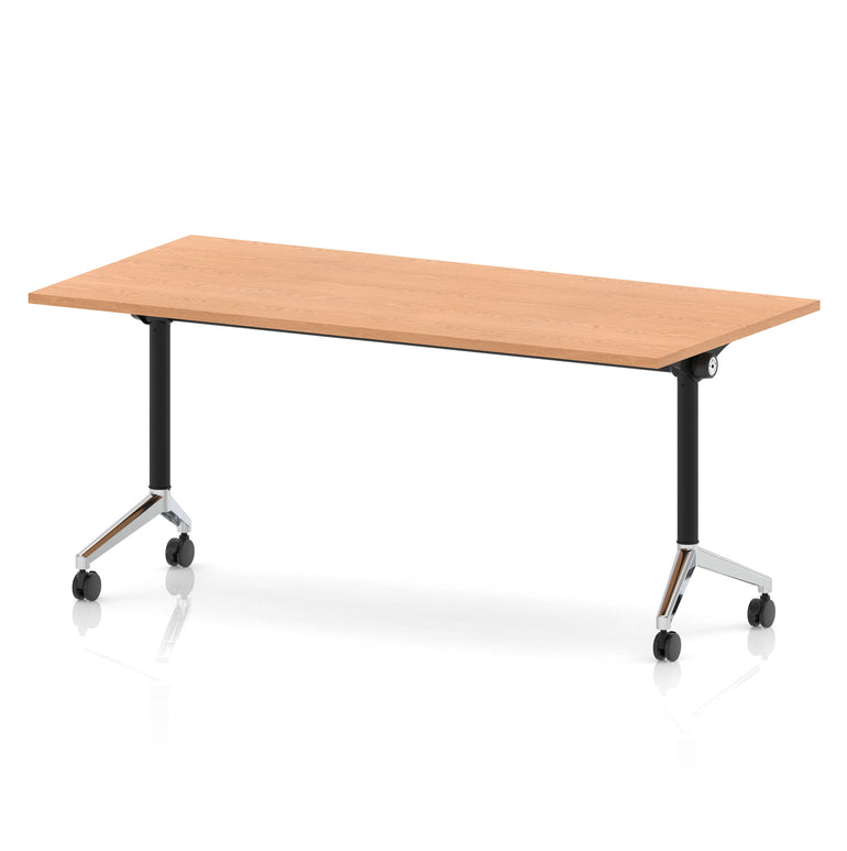 Impulse Plus Flip Top Rectangular Table for Office – 1200-1800mm Width, Multiple Top Colours & Foot Finishes, Durable MFC, Self-Assembly, 5 Year Warranty