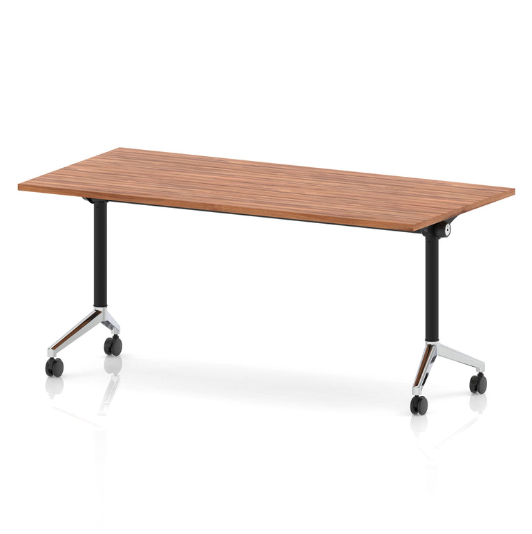Impulse Plus Flip Top Rectangular Table for Office – 1200-1800mm Width, Multiple Top Colours & Foot Finishes, Durable MFC, Self-Assembly, 5 Year Warranty