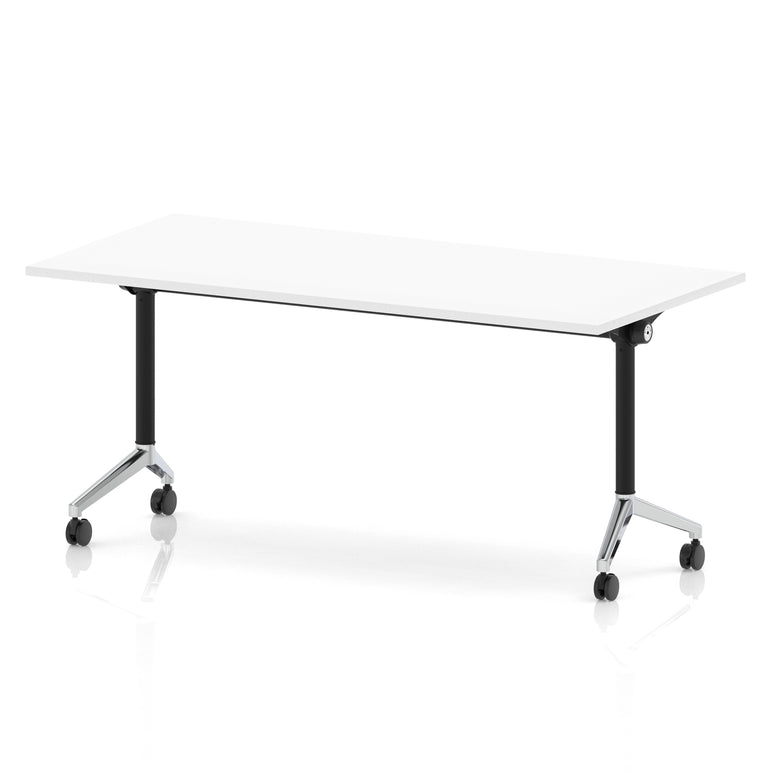 Impulse Plus Flip Top Rectangular Table for Office – 1200-1800mm Width, Multiple Top Colours & Foot Finishes, Durable MFC, Self-Assembly, 5 Year Warranty