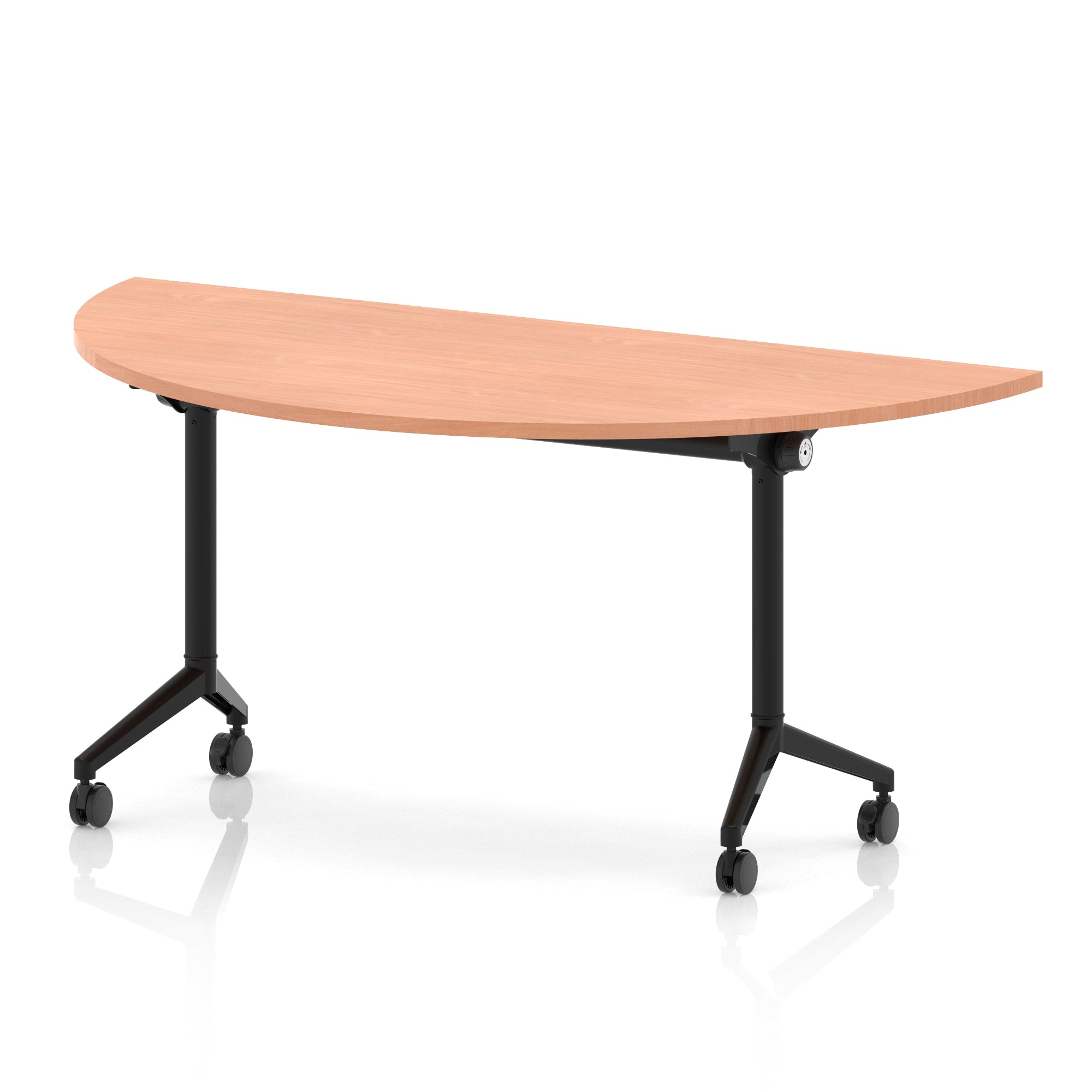 Impulse Plus Flip Top Semi-Circle Table 1600mm – Office Desk, Various Colours, Black or Chrome Legs, Durable MFC, Self-Assembly, 5 Year Warranty