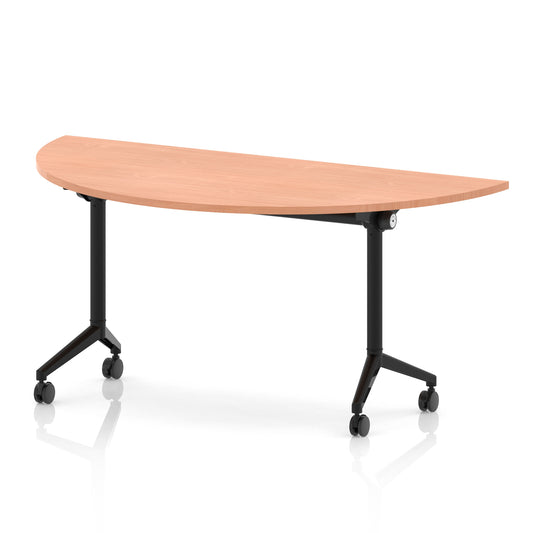 Impulse Plus Flip Top Semi-Circle Table 1600mm – Office Desk, Various Colours, Black or Chrome Legs, Durable MFC, Self-Assembly, 5 Year Warranty