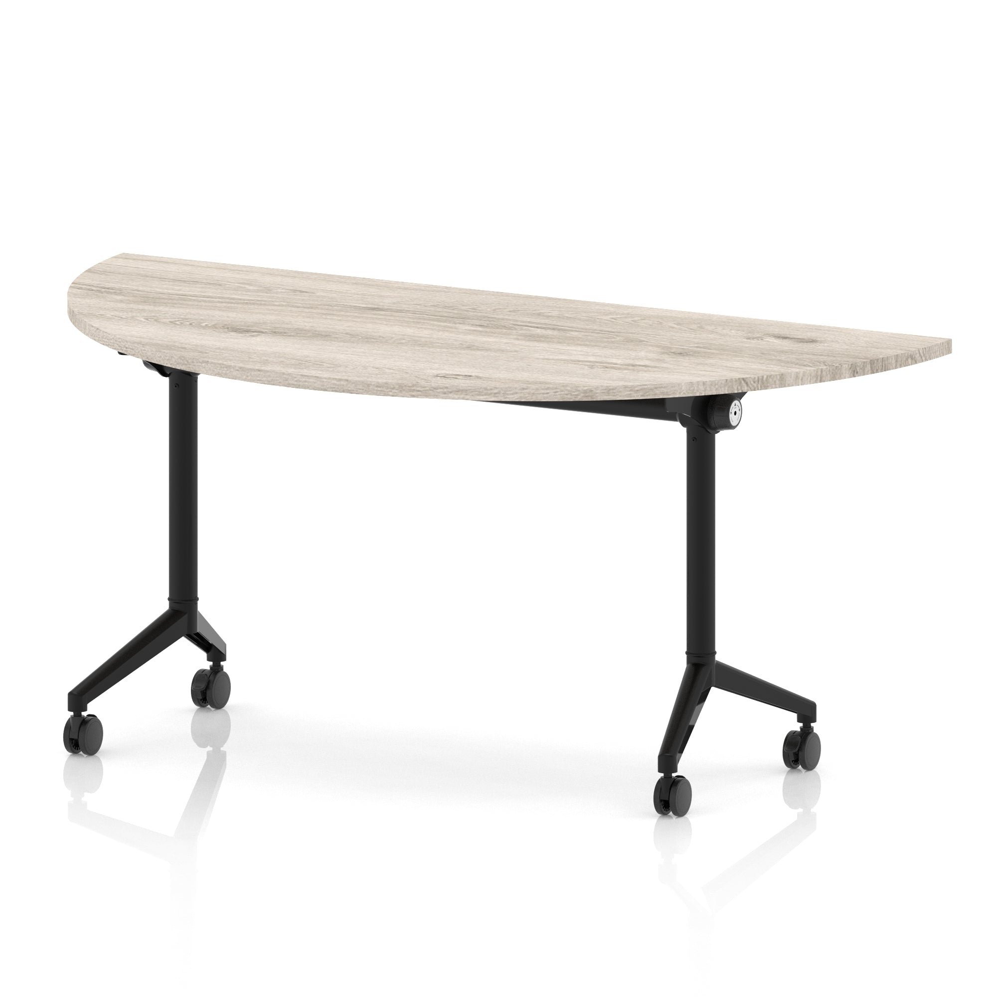 Impulse Plus Flip Top Semi-Circle Table 1600mm – Office Desk, Various Colours, Black or Chrome Legs, Durable MFC, Self-Assembly, 5 Year Warranty