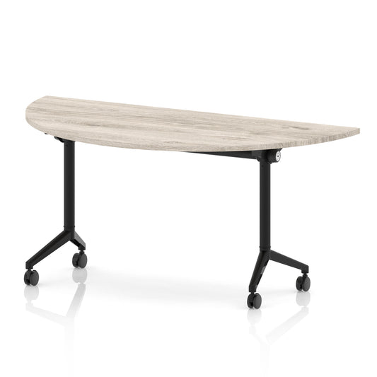 Impulse Plus Flip Top Semi-Circle Table 1600mm – Office Desk, Various Colours, Black or Chrome Legs, Durable MFC, Self-Assembly, 5 Year Warranty