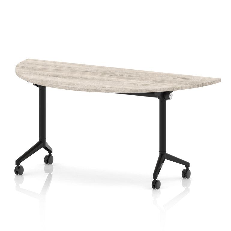 Impulse Plus Flip Top Semi-Circle Table 1600mm – Office Desk, Various Colours, Black or Chrome Legs, Durable MFC, Self-Assembly, 5 Year Warranty