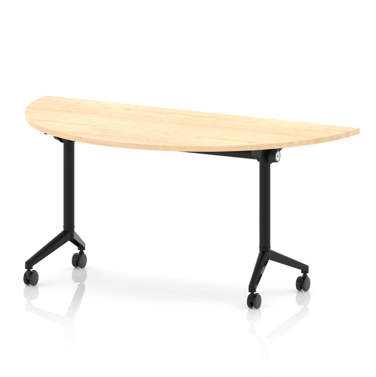 Impulse Plus Flip Top Semi-Circle Table 1600mm – Office Desk, Various Colours, Black or Chrome Legs, Durable MFC, Self-Assembly, 5 Year Warranty