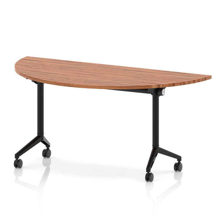 Impulse Plus Flip Top Semi-Circle Table 1600mm – Office Desk, Various Colours, Black or Chrome Legs, Durable MFC, Self-Assembly, 5 Year Warranty