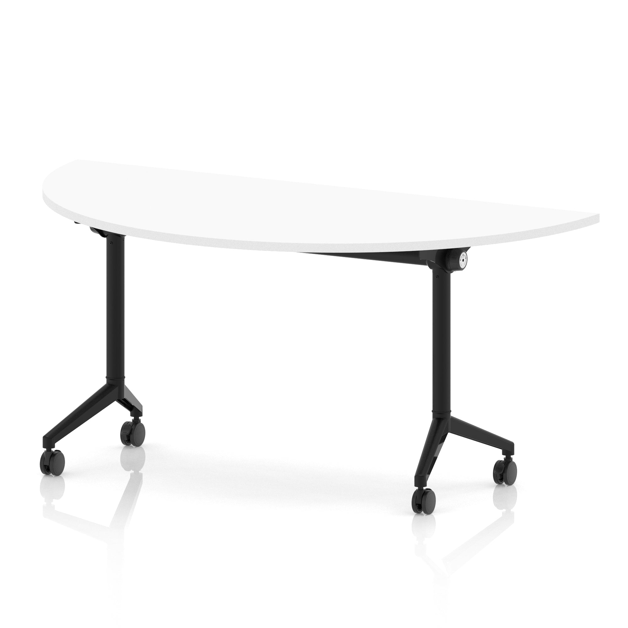 Impulse Plus Flip Top Semi-Circle Table 1600mm – Office Desk, Various Colours, Black or Chrome Legs, Durable MFC, Self-Assembly, 5 Year Warranty