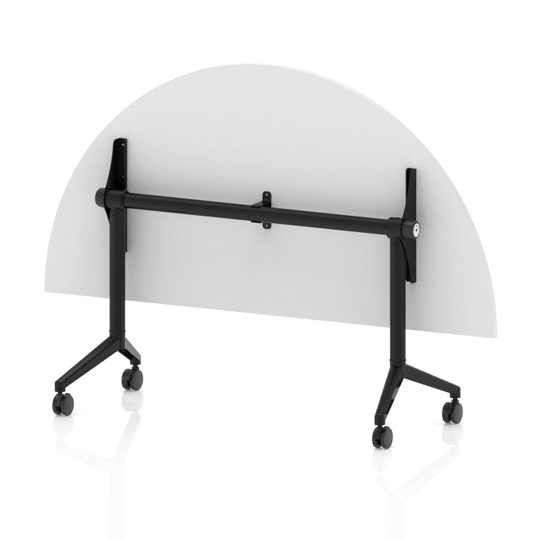 Impulse Plus Flip Top Semi-Circle Table 1600mm – Office Desk, Various Colours, Black or Chrome Legs, Durable MFC, Self-Assembly, 5 Year Warranty