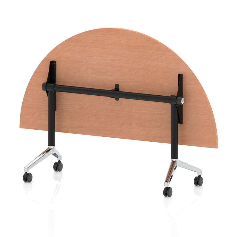 Impulse Plus Flip Top Semi-Circle Table 1600mm – Office Desk, Various Colours, Black or Chrome Legs, Durable MFC, Self-Assembly, 5 Year Warranty