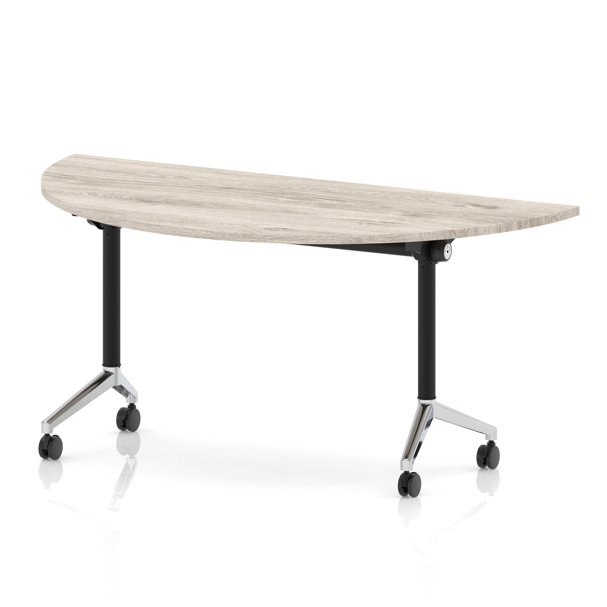 Impulse Plus Flip Top Semi-Circle Table 1600mm – Office Desk, Various Colours, Black or Chrome Legs, Durable MFC, Self-Assembly, 5 Year Warranty