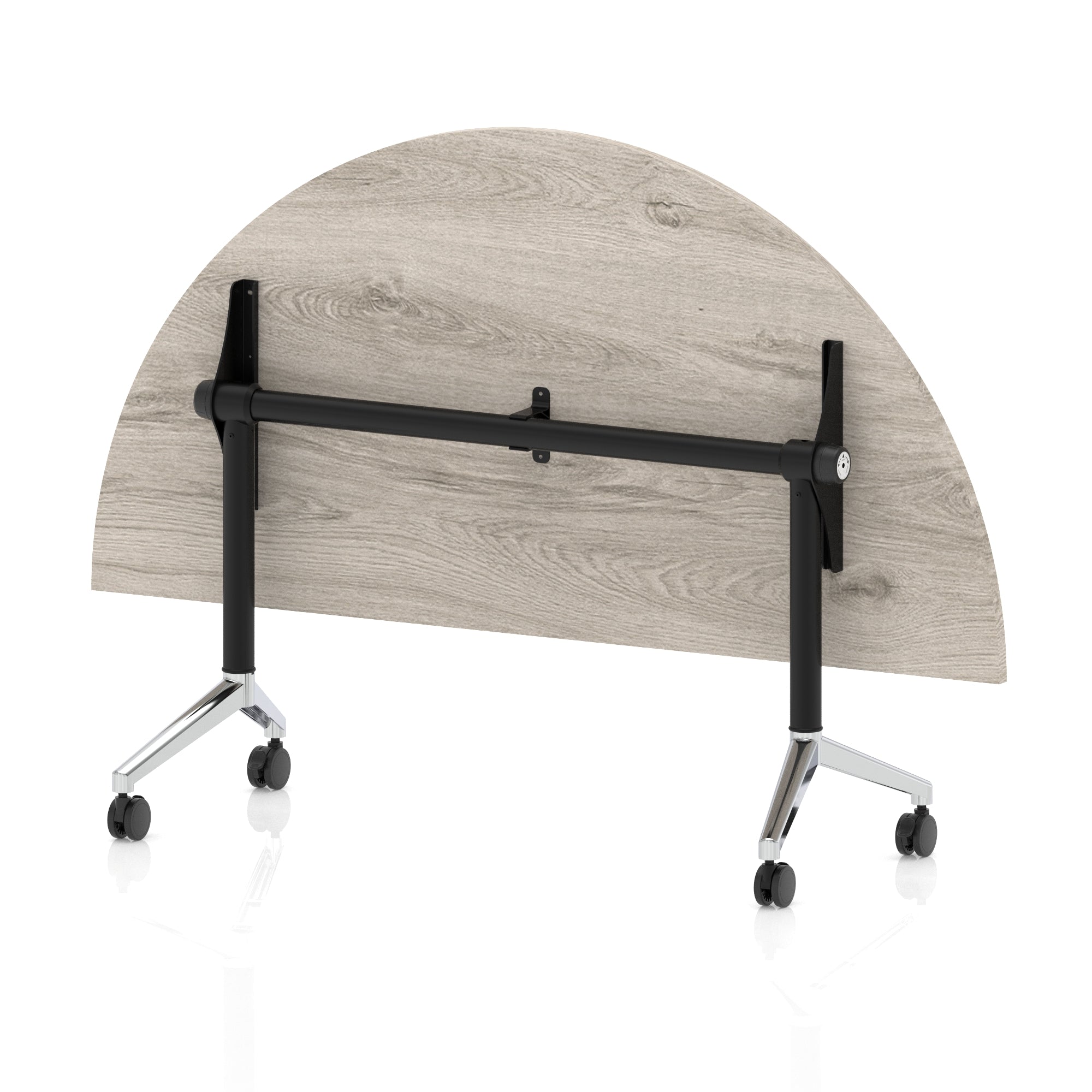Impulse Plus Flip Top Semi-Circle Table 1600mm – Office Desk, Various Colours, Black or Chrome Legs, Durable MFC, Self-Assembly, 5 Year Warranty