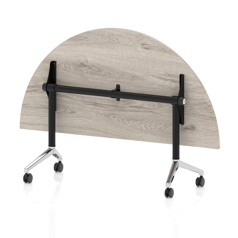 Impulse Plus Flip Top Semi-Circle Table 1600mm – Office Desk, Various Colours, Black or Chrome Legs, Durable MFC, Self-Assembly, 5 Year Warranty