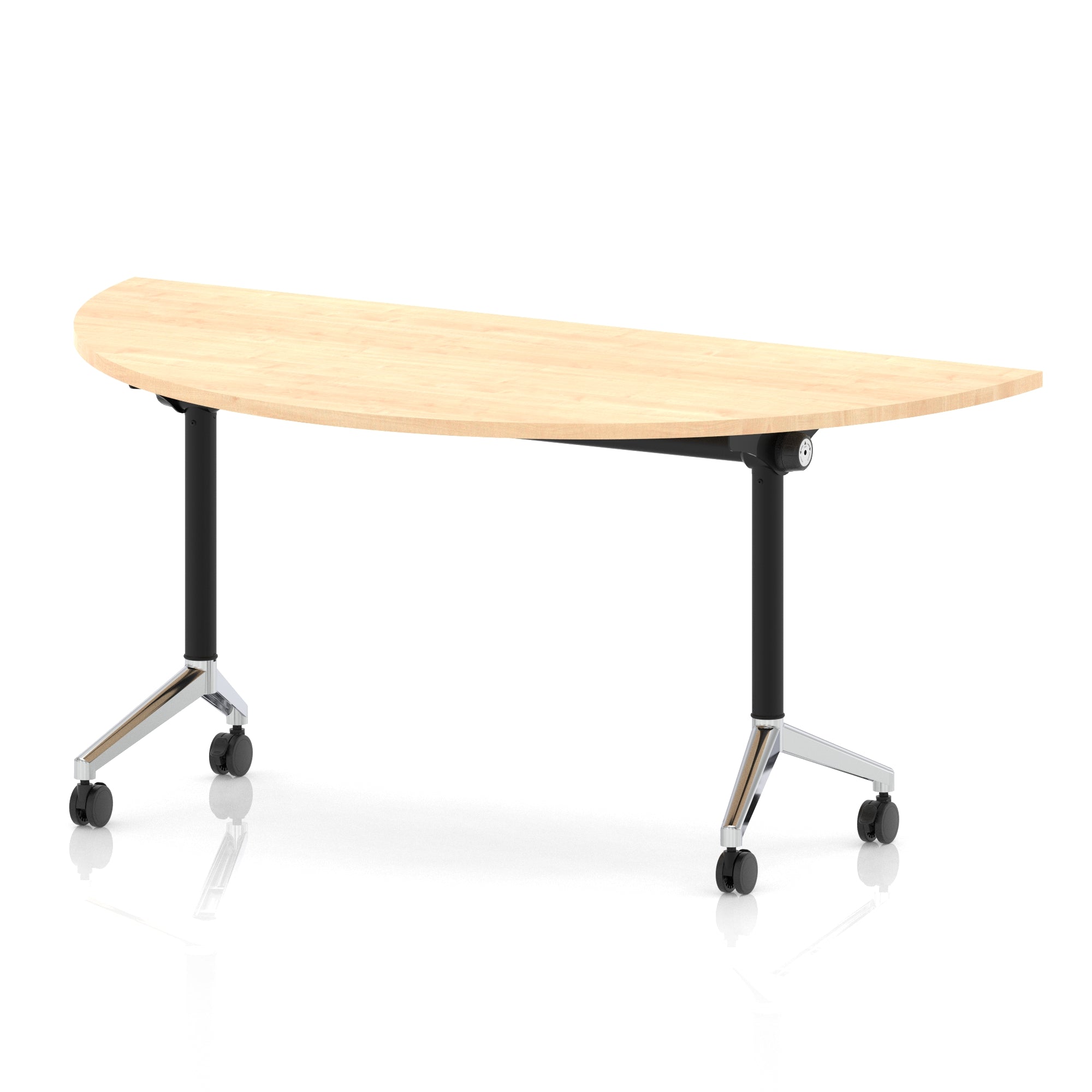 Impulse Plus Flip Top Semi-Circle Table 1600mm – Office Desk, Various Colours, Black or Chrome Legs, Durable MFC, Self-Assembly, 5 Year Warranty