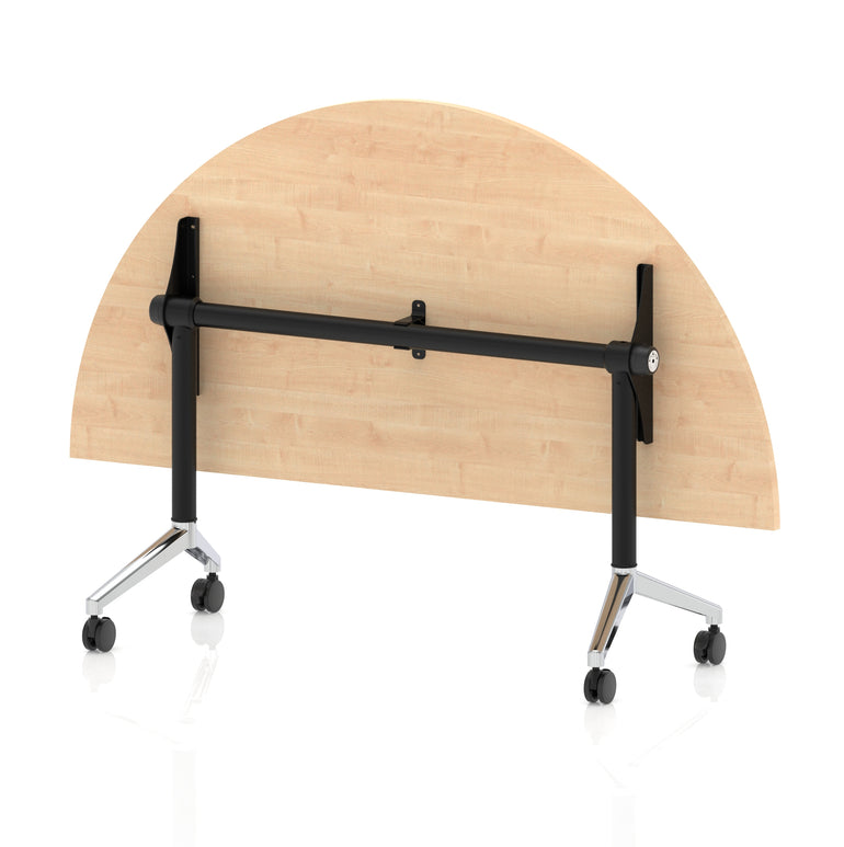 Impulse Plus Flip Top Semi-Circle Table 1600mm – Office Desk, Various Colours, Black or Chrome Legs, Durable MFC, Self-Assembly, 5 Year Warranty