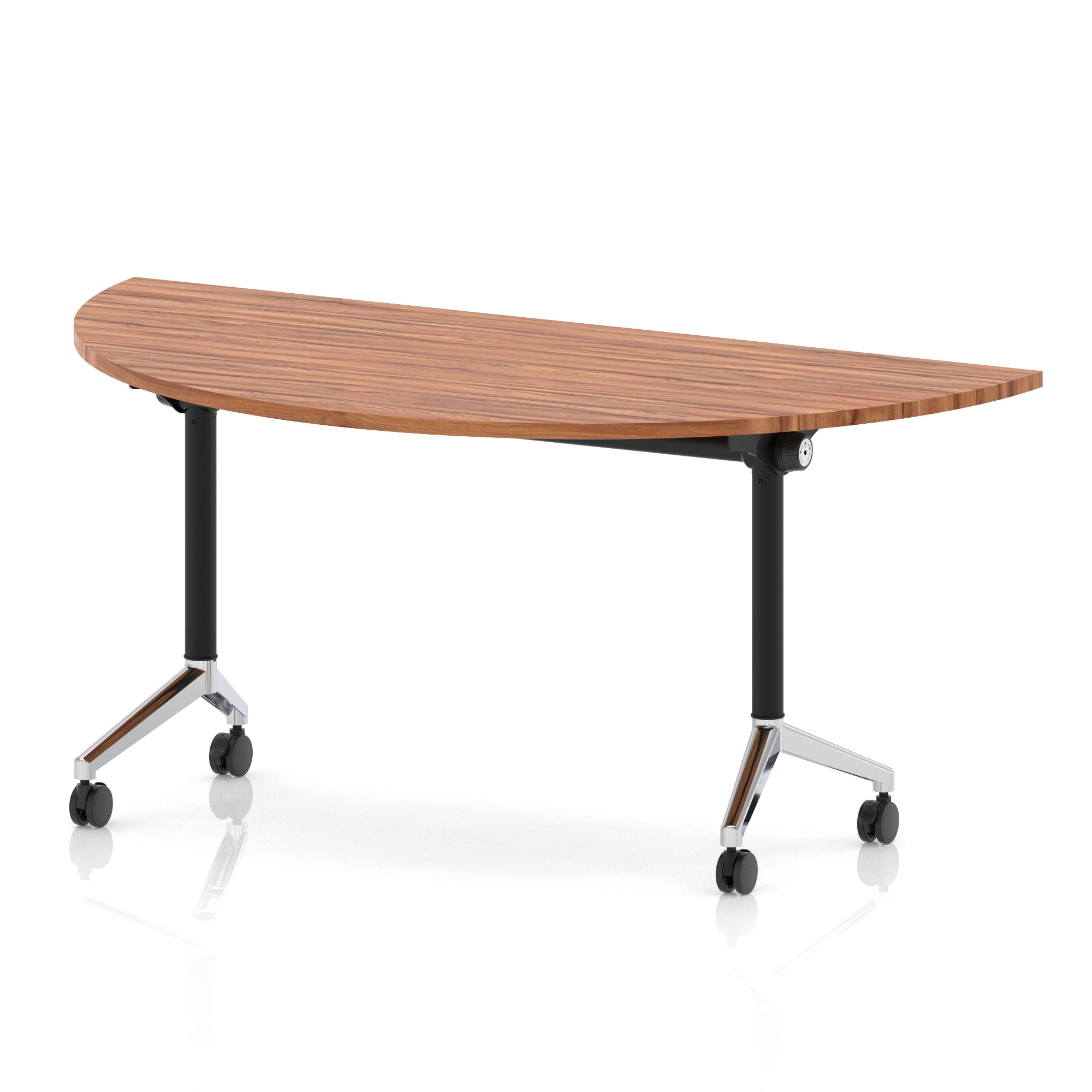 Impulse Plus Flip Top Semi-Circle Table 1600mm – Office Desk, Various Colours, Black or Chrome Legs, Durable MFC, Self-Assembly, 5 Year Warranty