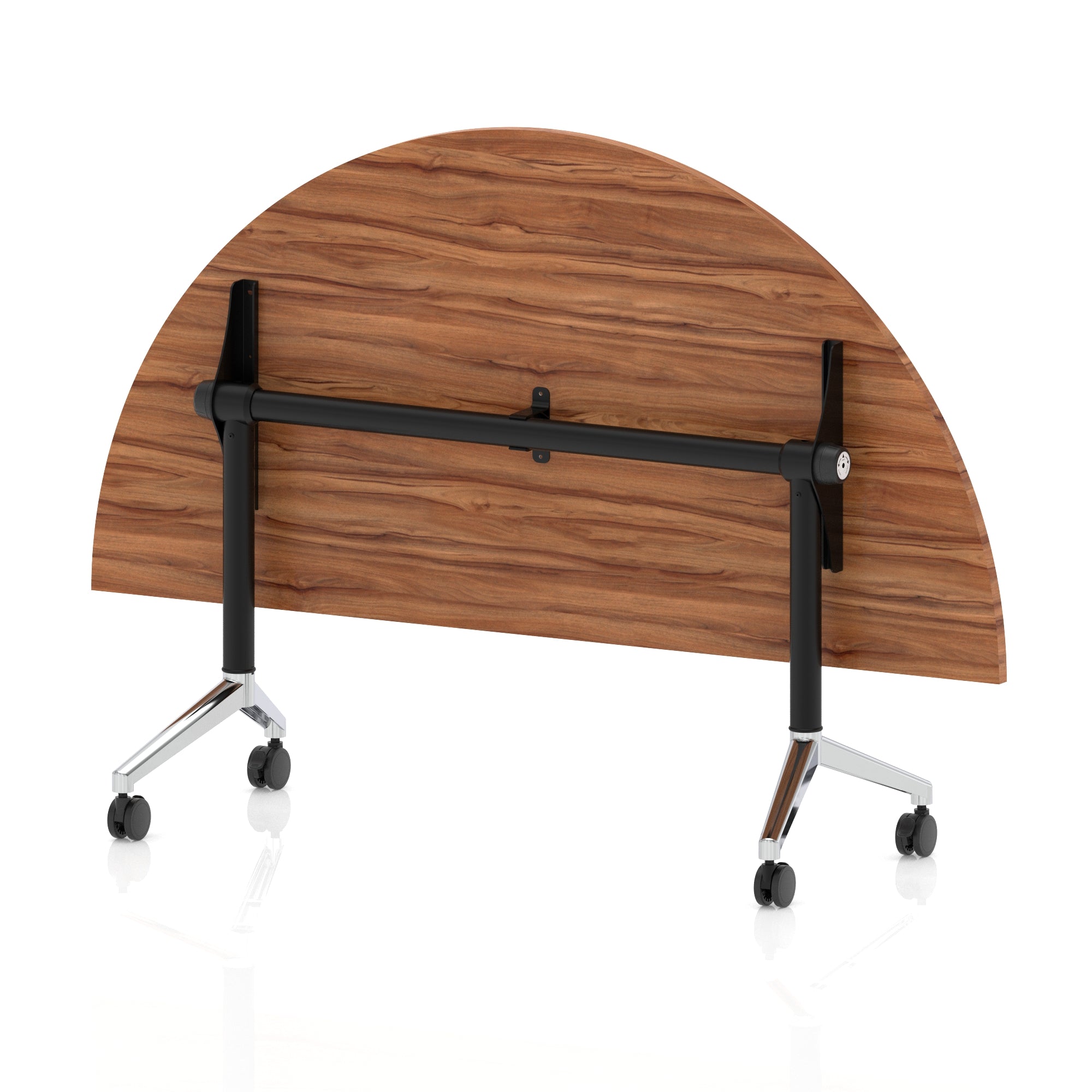 Impulse Plus Flip Top Semi-Circle Table 1600mm – Office Desk, Various Colours, Black or Chrome Legs, Durable MFC, Self-Assembly, 5 Year Warranty