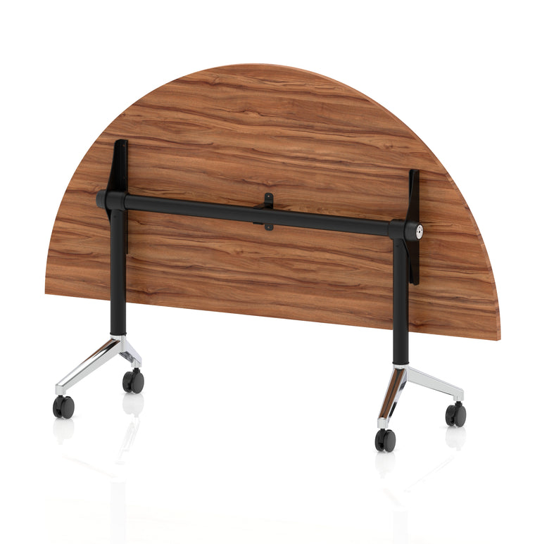 Impulse Plus Flip Top Semi-Circle Table 1600mm – Office Desk, Various Colours, Black or Chrome Legs, Durable MFC, Self-Assembly, 5 Year Warranty