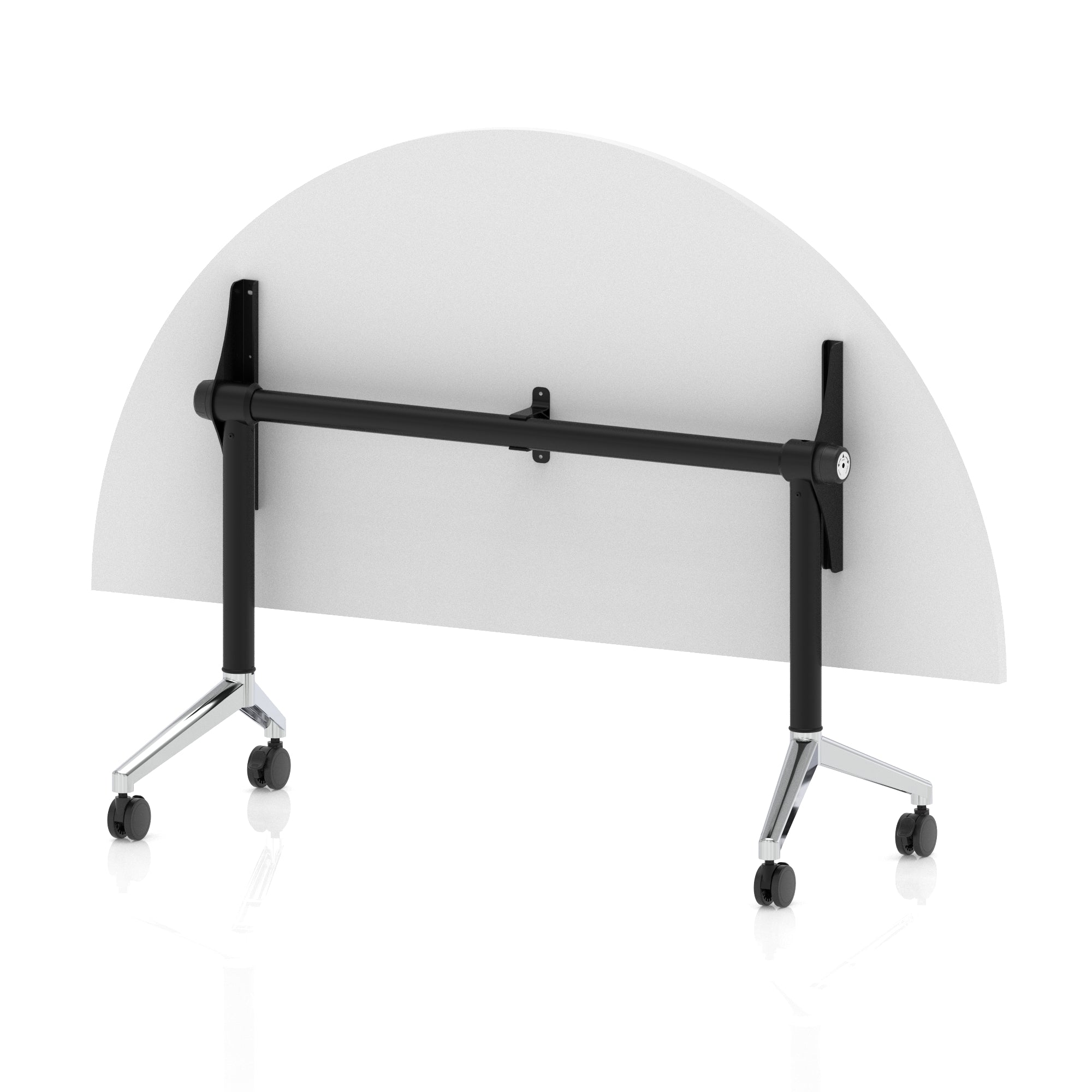 Impulse Plus Flip Top Semi-Circle Table 1600mm – Office Desk, Various Colours, Black or Chrome Legs, Durable MFC, Self-Assembly, 5 Year Warranty