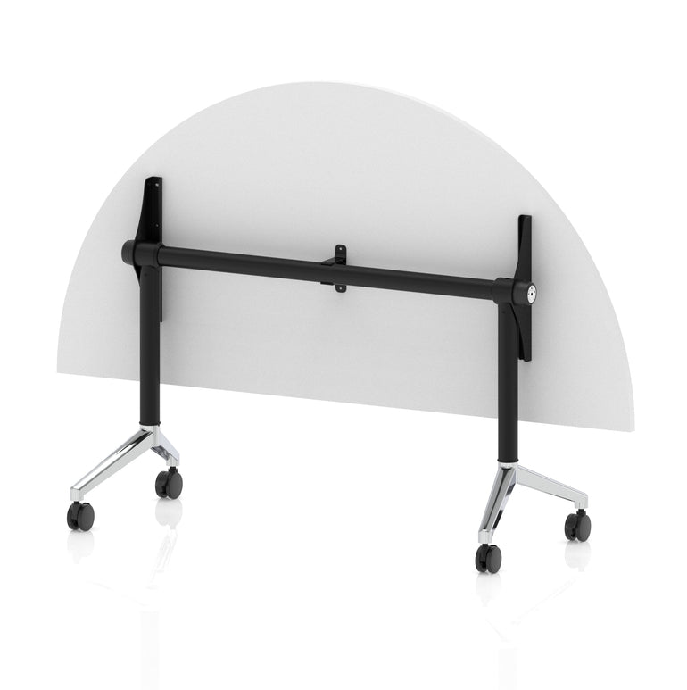 Impulse Plus Flip Top Semi-Circle Table 1600mm – Office Desk, Various Colours, Black or Chrome Legs, Durable MFC, Self-Assembly, 5 Year Warranty