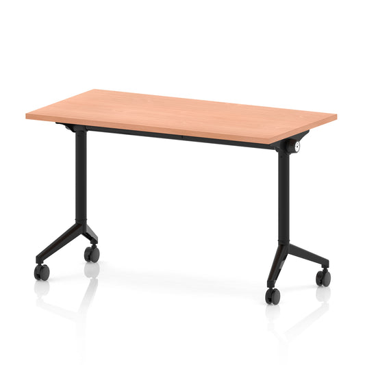 Impulse Plus Slimline Flip Top Rectangular Table, 1200mm Wide, Multiple Finishes, Black or Chrome Frame, MFC, Self-Assembly, 5 Year Warranty – Office Desk/Table