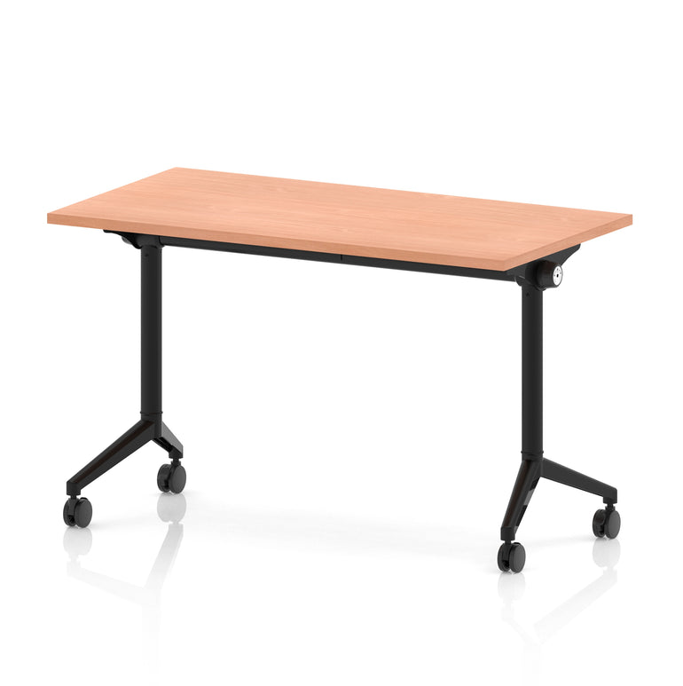 Impulse Plus Slimline Flip Top Rectangular Table, 1200mm Wide, Multiple Finishes, Black or Chrome Frame, MFC, Self-Assembly, 5 Year Warranty – Office Desk/Table