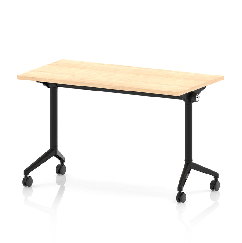 Impulse Plus Slimline Flip Top Rectangular Table, 1200mm Wide, Multiple Finishes, Black or Chrome Frame, MFC, Self-Assembly, 5 Year Warranty – Office Desk/Table