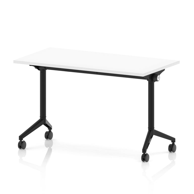 Impulse Plus Slimline Flip Top Rectangular Table, 1200mm Wide, Multiple Finishes, Black or Chrome Frame, MFC, Self-Assembly, 5 Year Warranty – Office Desk/Table