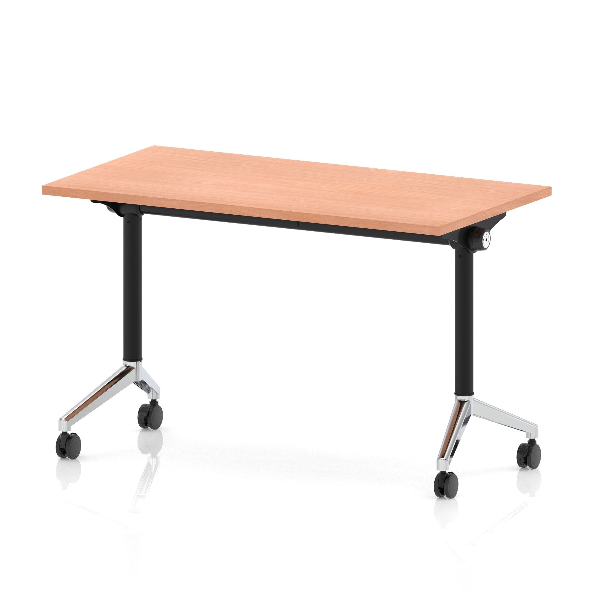 Impulse Plus Slimline Flip Top Rectangular Table, 1200mm Wide, Multiple Finishes, Black or Chrome Frame, MFC, Self-Assembly, 5 Year Warranty – Office Desk/Table