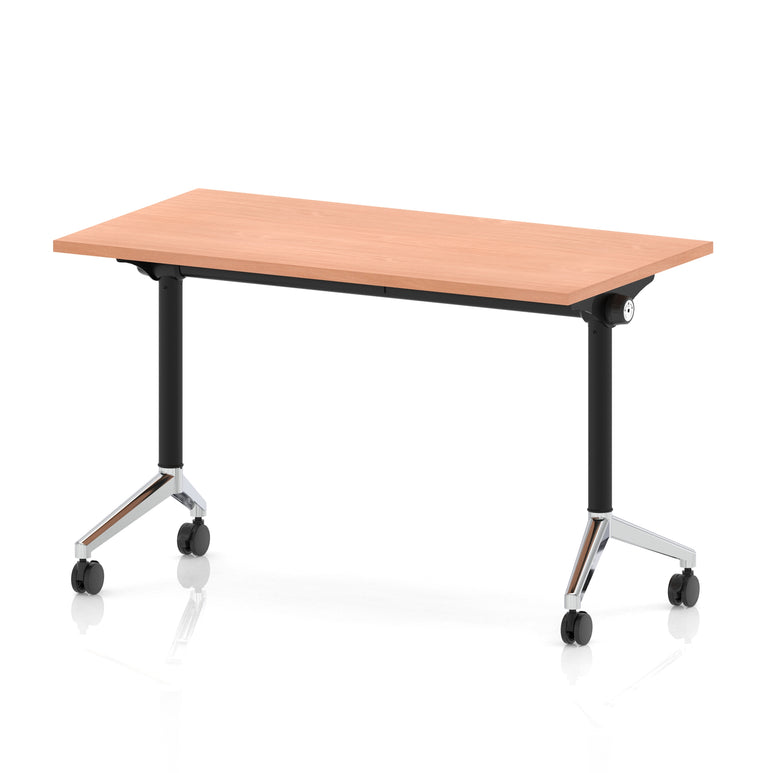Impulse Plus Slimline Flip Top Rectangular Table, 1200mm Wide, Multiple Finishes, Black or Chrome Frame, MFC, Self-Assembly, 5 Year Warranty – Office Desk/Table