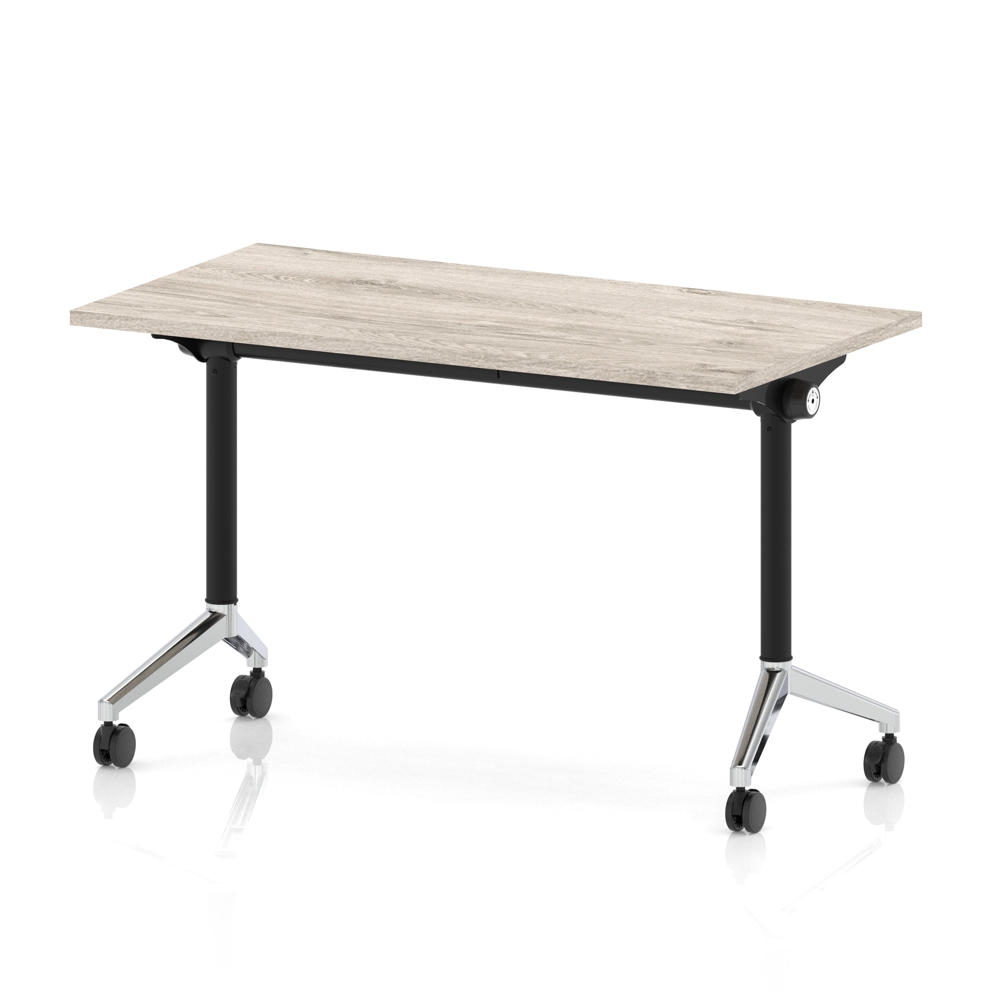 Impulse Plus Slimline Flip Top Rectangular Table, 1200mm Wide, Multiple Finishes, Black or Chrome Frame, MFC, Self-Assembly, 5 Year Warranty – Office Desk/Table