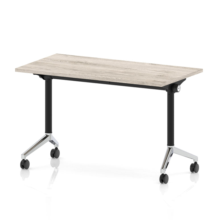 Impulse Plus Slimline Flip Top Rectangular Table, 1200mm Wide, Multiple Finishes, Black or Chrome Frame, MFC, Self-Assembly, 5 Year Warranty – Office Desk/Table