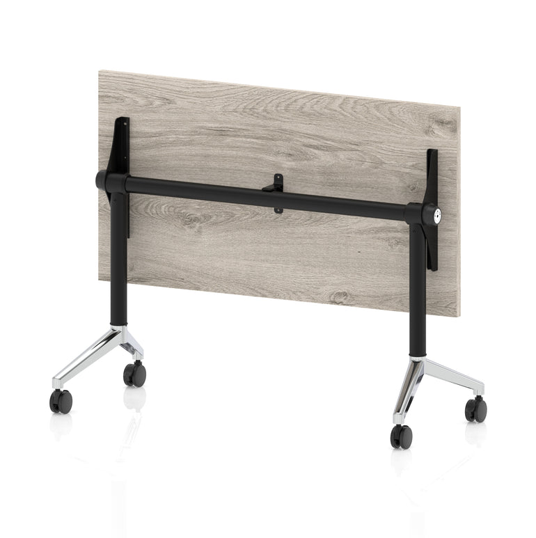 Impulse Plus Slimline Flip Top Rectangular Table, 1200mm Wide, Multiple Finishes, Black or Chrome Frame, MFC, Self-Assembly, 5 Year Warranty – Office Desk/Table