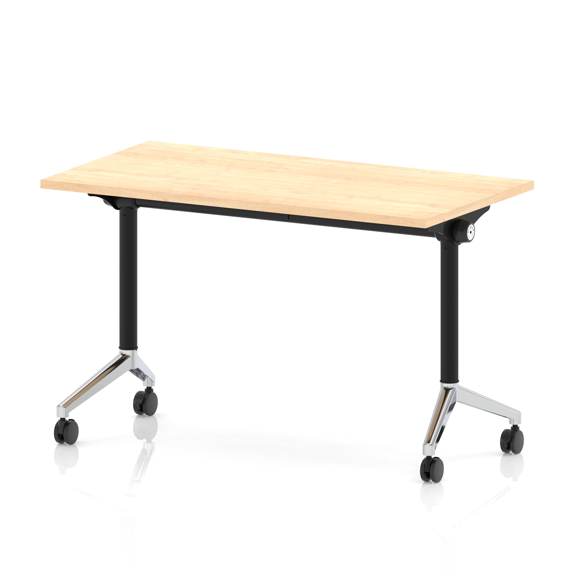 Impulse Plus Slimline Flip Top Rectangular Table, 1200mm Wide, Multiple Finishes, Black or Chrome Frame, MFC, Self-Assembly, 5 Year Warranty – Office Desk/Table