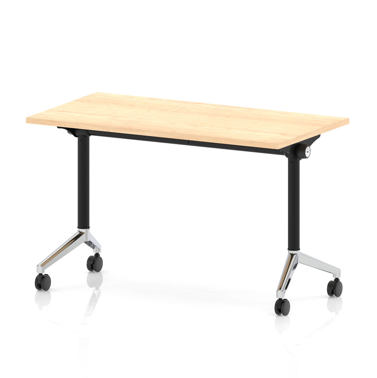 Impulse Plus Slimline Flip Top Rectangular Table, 1200mm Wide, Multiple Finishes, Black or Chrome Frame, MFC, Self-Assembly, 5 Year Warranty – Office Desk/Table