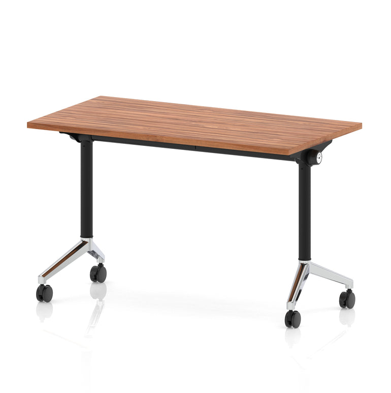 Impulse Plus Slimline Flip Top Rectangular Table, 1200mm Wide, Multiple Finishes, Black or Chrome Frame, MFC, Self-Assembly, 5 Year Warranty – Office Desk/Table