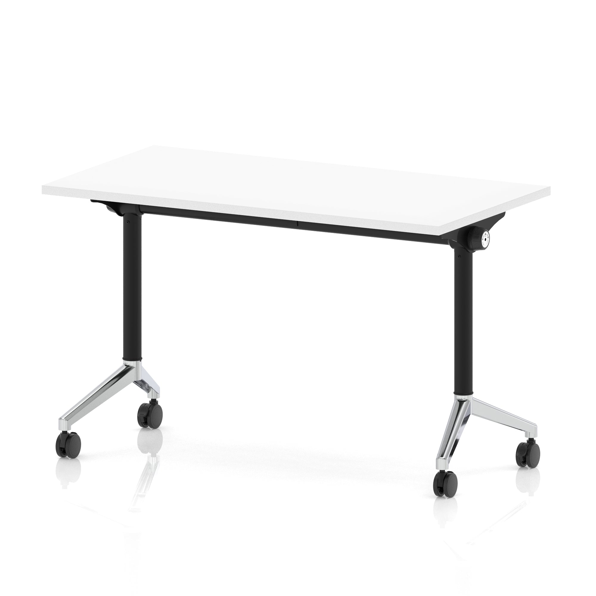Impulse Plus Slimline Flip Top Rectangular Table, 1200mm Wide, Multiple Finishes, Black or Chrome Frame, MFC, Self-Assembly, 5 Year Warranty – Office Desk/Table