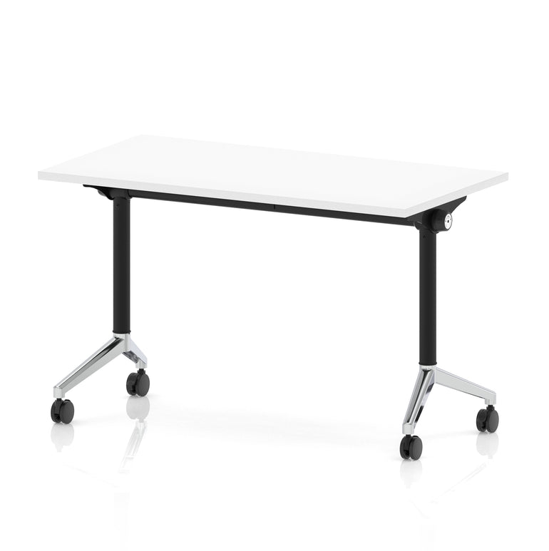 Impulse Plus Slimline Flip Top Rectangular Table, 1200mm Wide, Multiple Finishes, Black or Chrome Frame, MFC, Self-Assembly, 5 Year Warranty – Office Desk/Table
