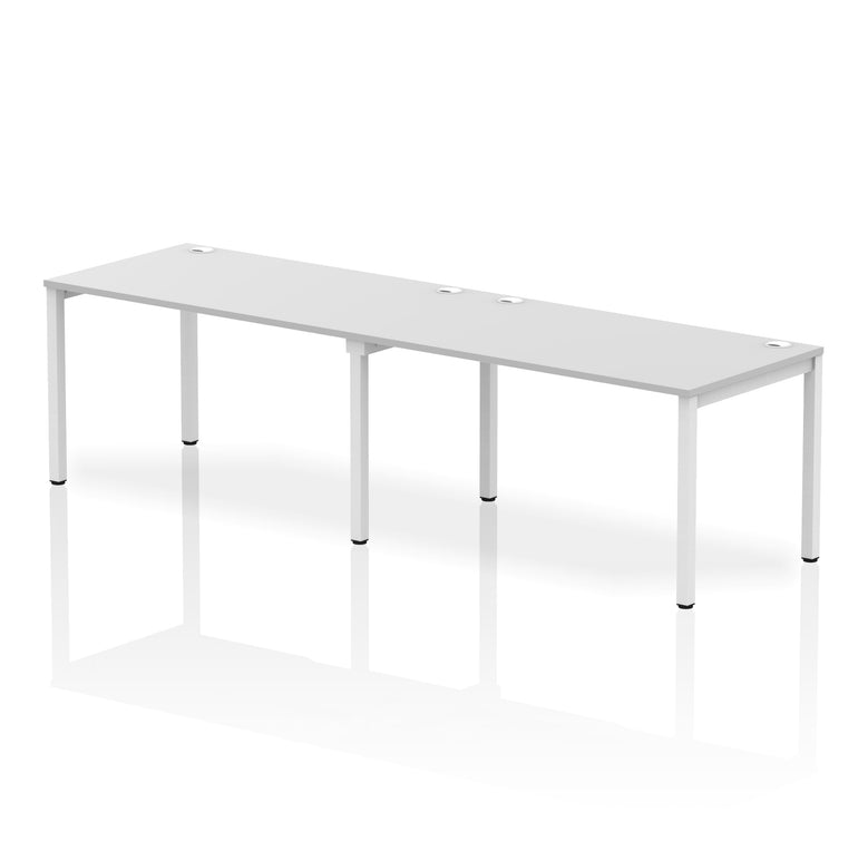 Impulse 2 Person Bench Desk, Single Row – Widths 2400–3600mm, Multiple Desktop & Frame Colours, Durable MFC, Self-Assembly, 10 Year Warranty – Office Workstation