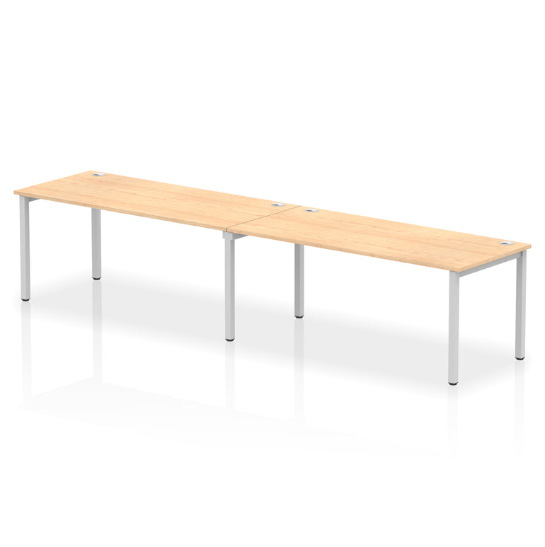 Impulse 2 Person Bench Desk, Single Row – Widths 2400–3600mm, Multiple Desktop & Frame Colours, Durable MFC, Self-Assembly, 10 Year Warranty – Office Workstation