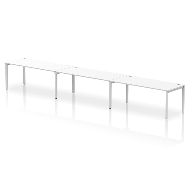 Impulse 3 Person Single Row Bench Desk, 3600–5400mm Wide, Multiple Desk & Frame Colours, MFC, Self-Assembly, 10 Year Warranty – Modern Office Workstation