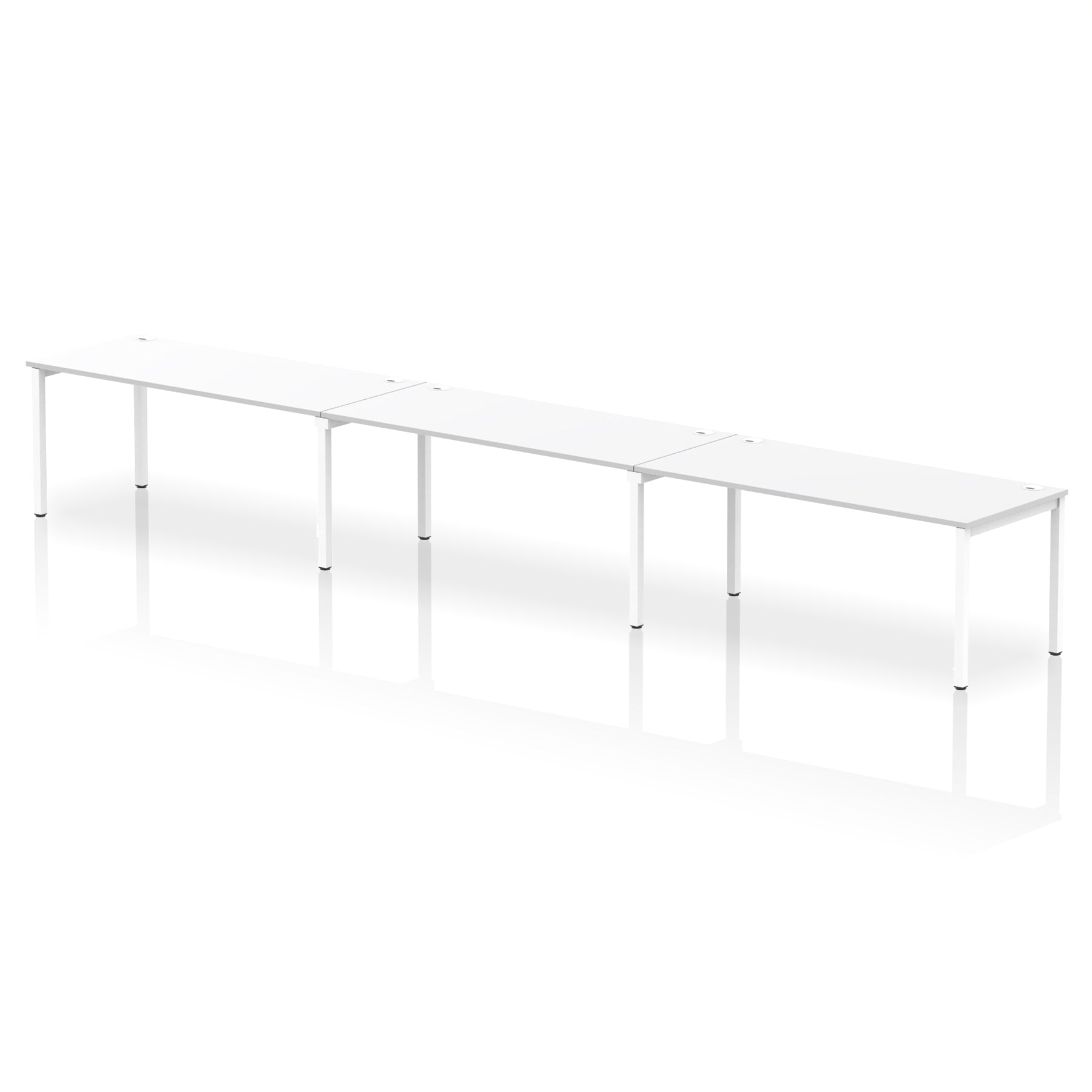 Impulse 3 Person Single Row Bench Desk, 3600–5400mm Wide, Multiple Desk & Frame Colours, MFC, Self-Assembly, 10 Year Warranty – Modern Office Workstation