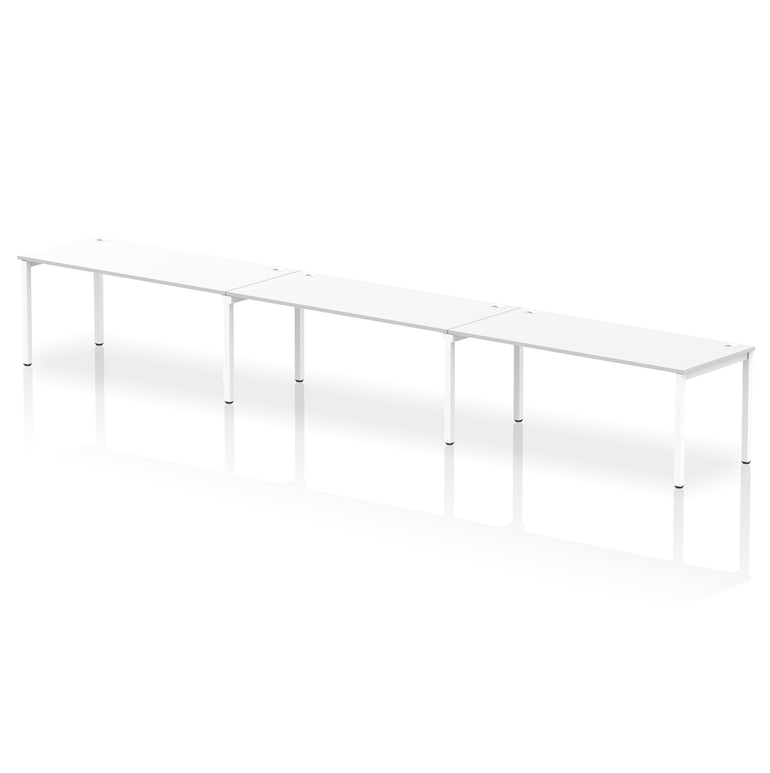 Impulse 3 Person Single Row Bench Desk, 3600–5400mm Wide, Multiple Desk & Frame Colours, MFC, Self-Assembly, 10 Year Warranty – Modern Office Workstation