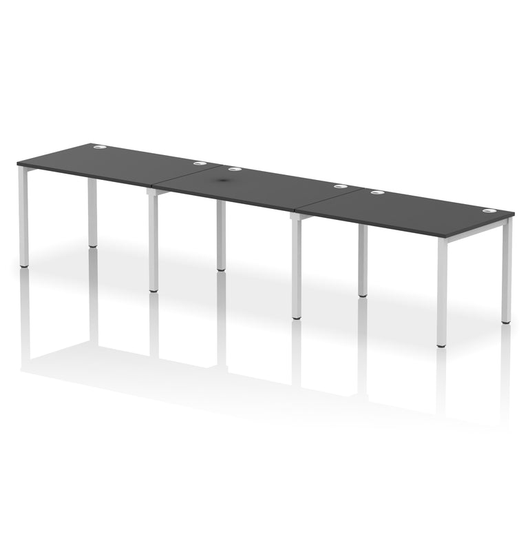 Impulse 3 Person Single Row Bench Desk, 3600–5400mm Wide, Multiple Desk & Frame Colours, MFC, Self-Assembly, 10 Year Warranty – Modern Office Workstation