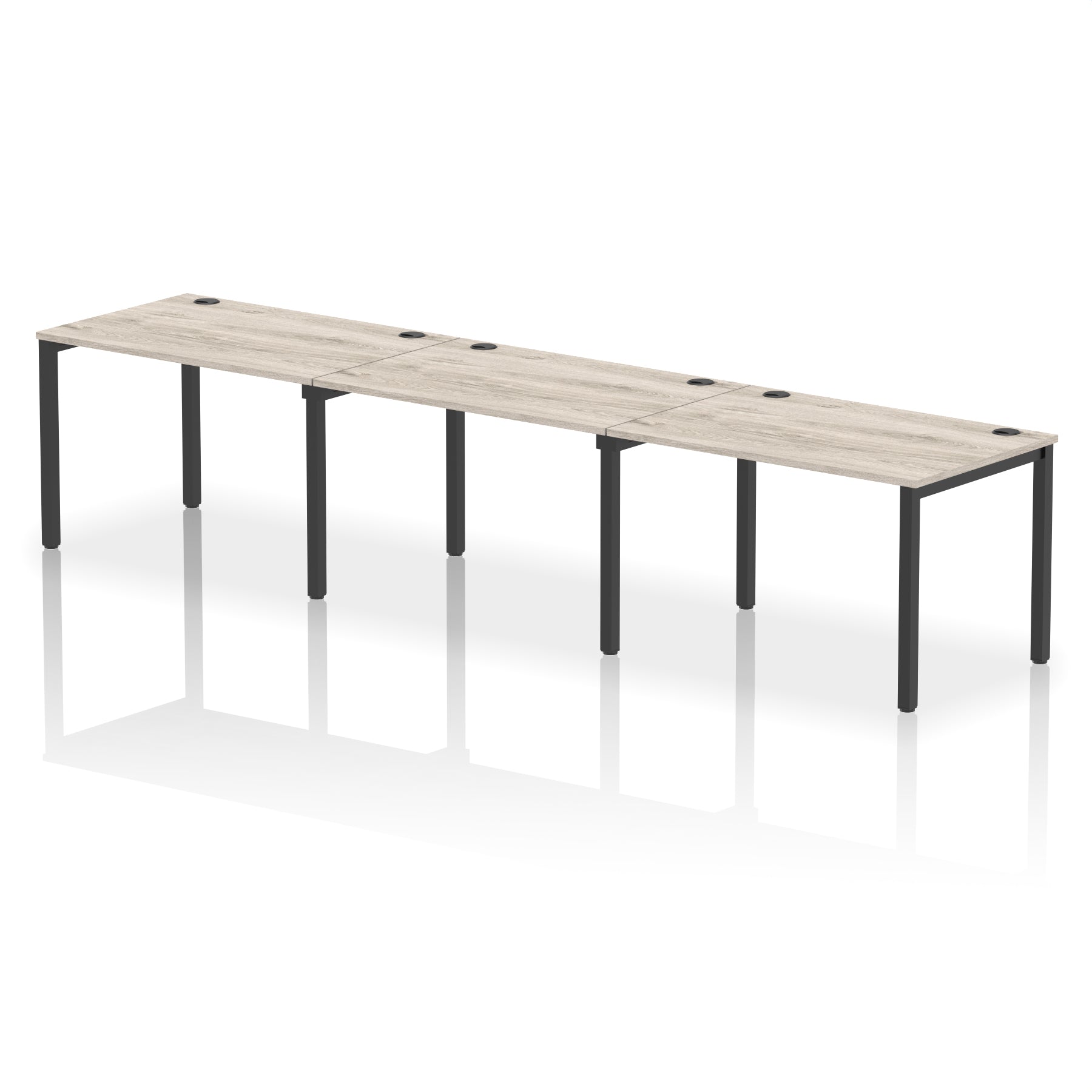 Impulse 3 Person Single Row Bench Desk, 3600–5400mm Wide, Multiple Desk & Frame Colours, MFC, Self-Assembly, 10 Year Warranty – Modern Office Workstation