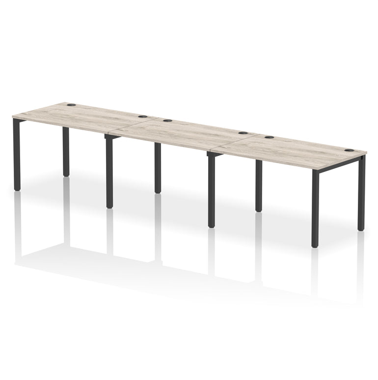 Impulse 3 Person Single Row Bench Desk, 3600–5400mm Wide, Multiple Desk & Frame Colours, MFC, Self-Assembly, 10 Year Warranty – Modern Office Workstation