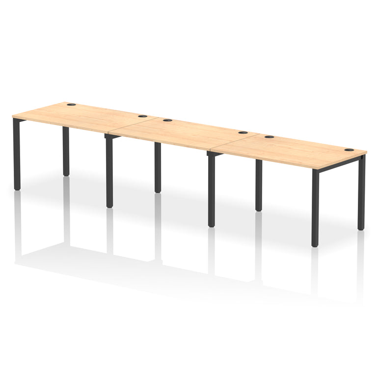 Impulse 3 Person Single Row Bench Desk, 3600–5400mm Wide, Multiple Desk & Frame Colours, MFC, Self-Assembly, 10 Year Warranty – Modern Office Workstation