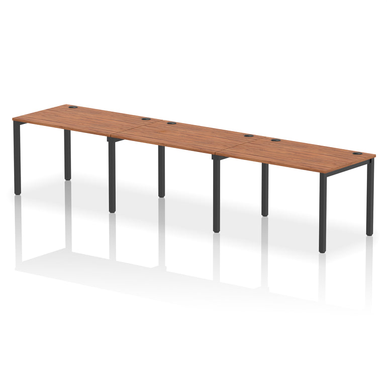 Impulse 3 Person Single Row Bench Desk, 3600–5400mm Wide, Multiple Desk & Frame Colours, MFC, Self-Assembly, 10 Year Warranty – Modern Office Workstation