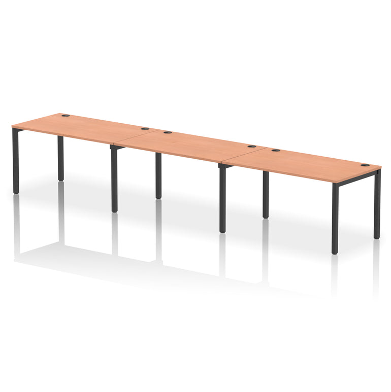 Impulse 3 Person Single Row Bench Desk, 3600–5400mm Wide, Multiple Desk & Frame Colours, MFC, Self-Assembly, 10 Year Warranty – Modern Office Workstation