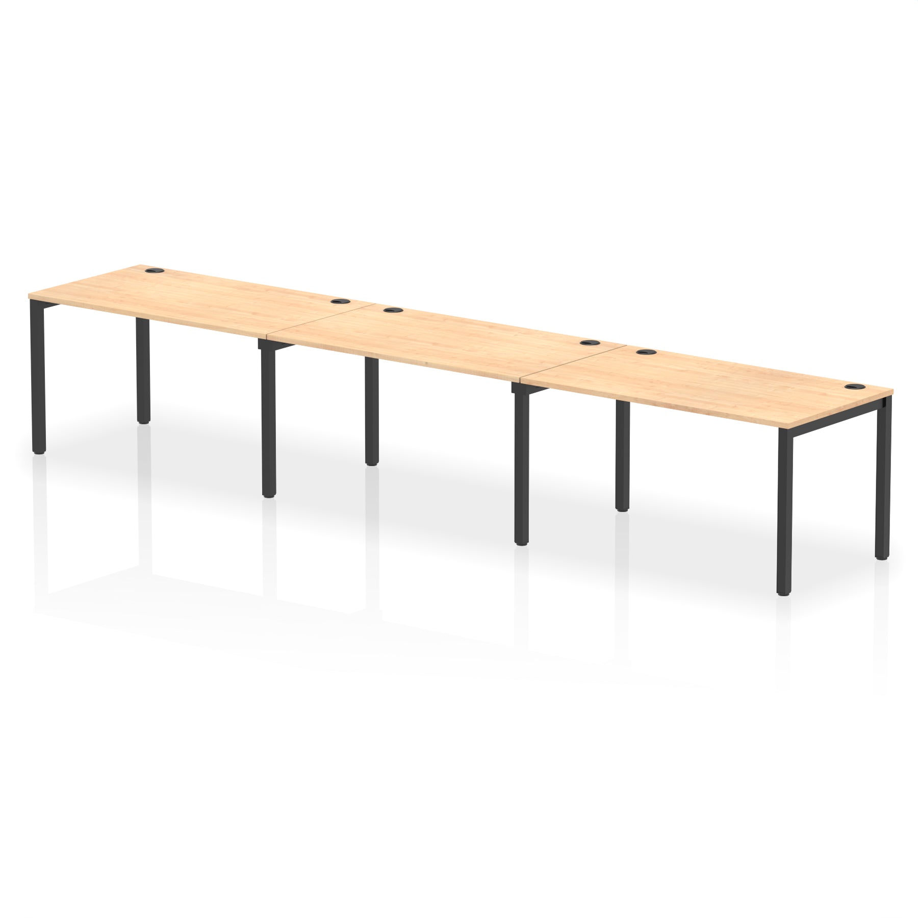 Impulse 3 Person Single Row Bench Desk, 3600–5400mm Wide, Multiple Desk & Frame Colours, MFC, Self-Assembly, 10 Year Warranty – Modern Office Workstation